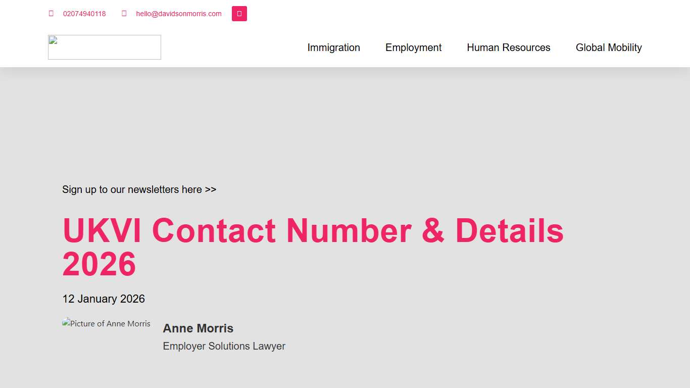 UKVI Contact Number & Details 2026 DavidsonMorris